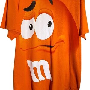 M&M’S Men's size Large Cotton Orange Character Big Face T- shirt tee NWOT